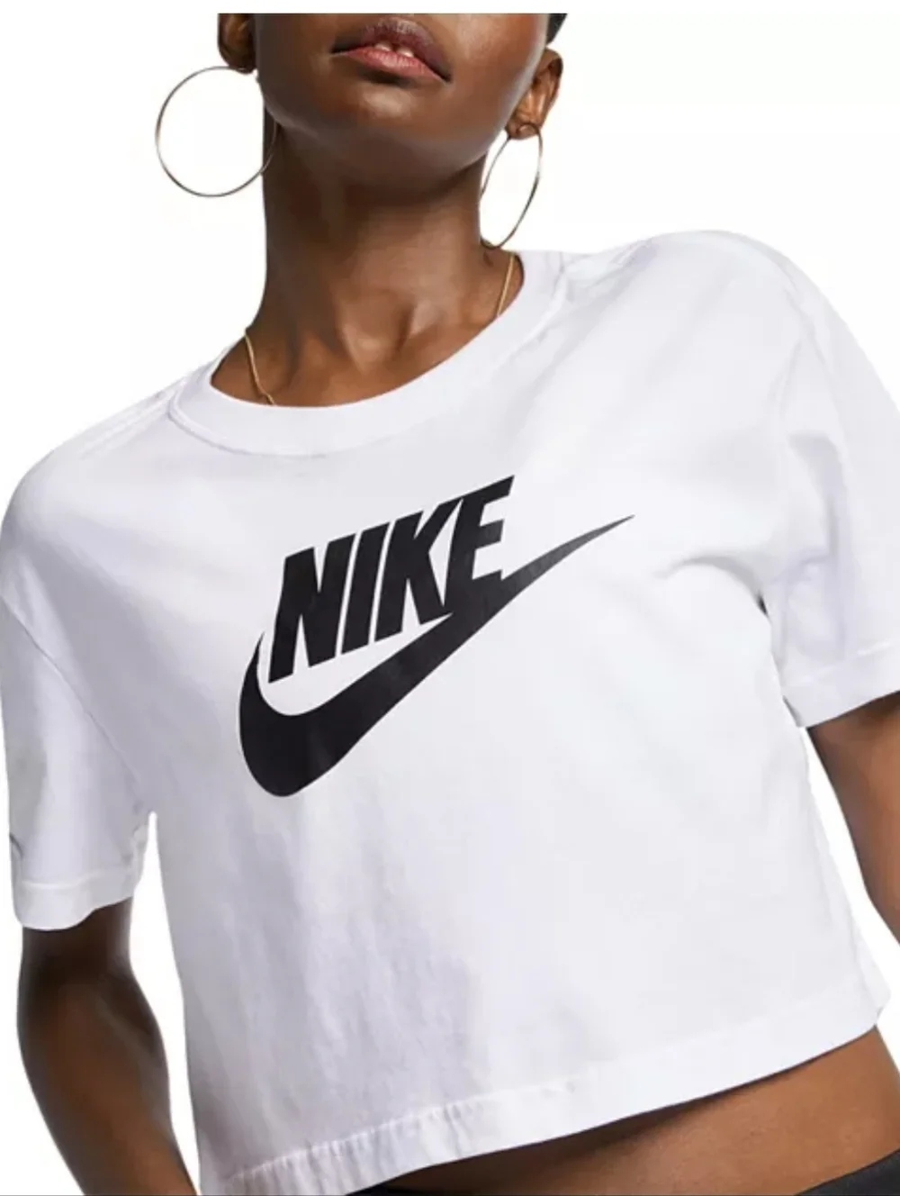 NWOT Nike Women's White Sportswear Essential Cropped Logo Tee Size Small